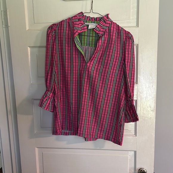Gretchen Scott Green and Pink Plaid Skirt - Picture 1 of 5